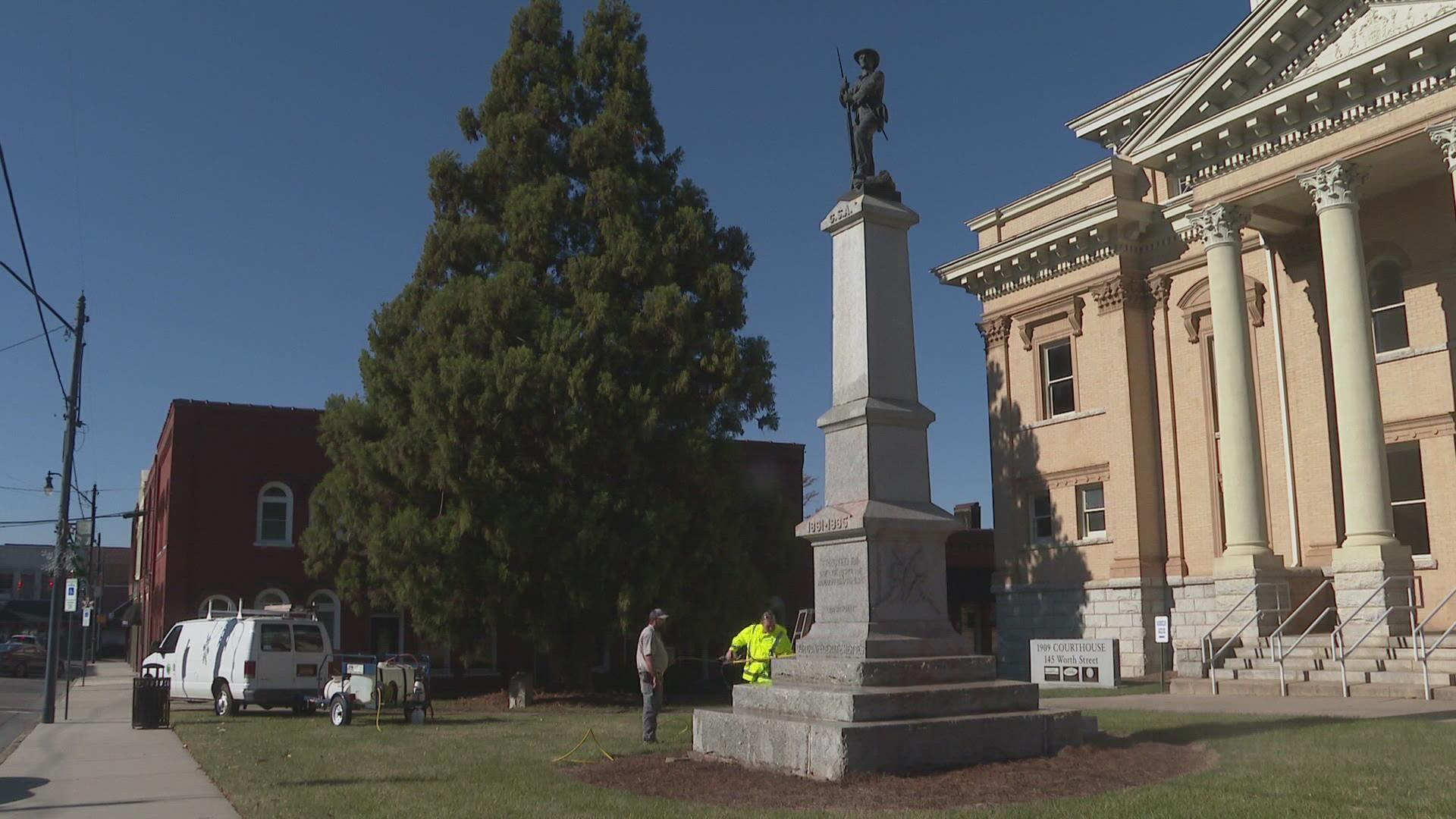 Asheboro police said someone spray-painted "derogatory" words on the statue outside of the Historic Randolph County Courthouse. It was cleaned shortly after.