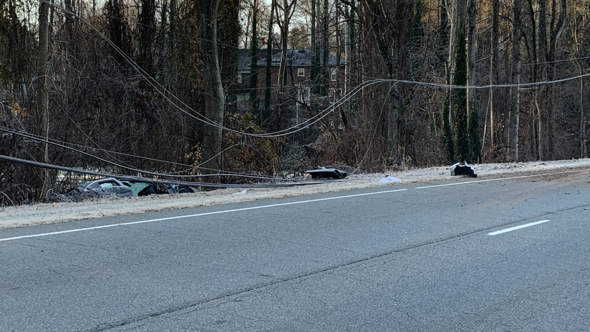 Northbound lanes remain closed as crews continue to repair the powerlines.