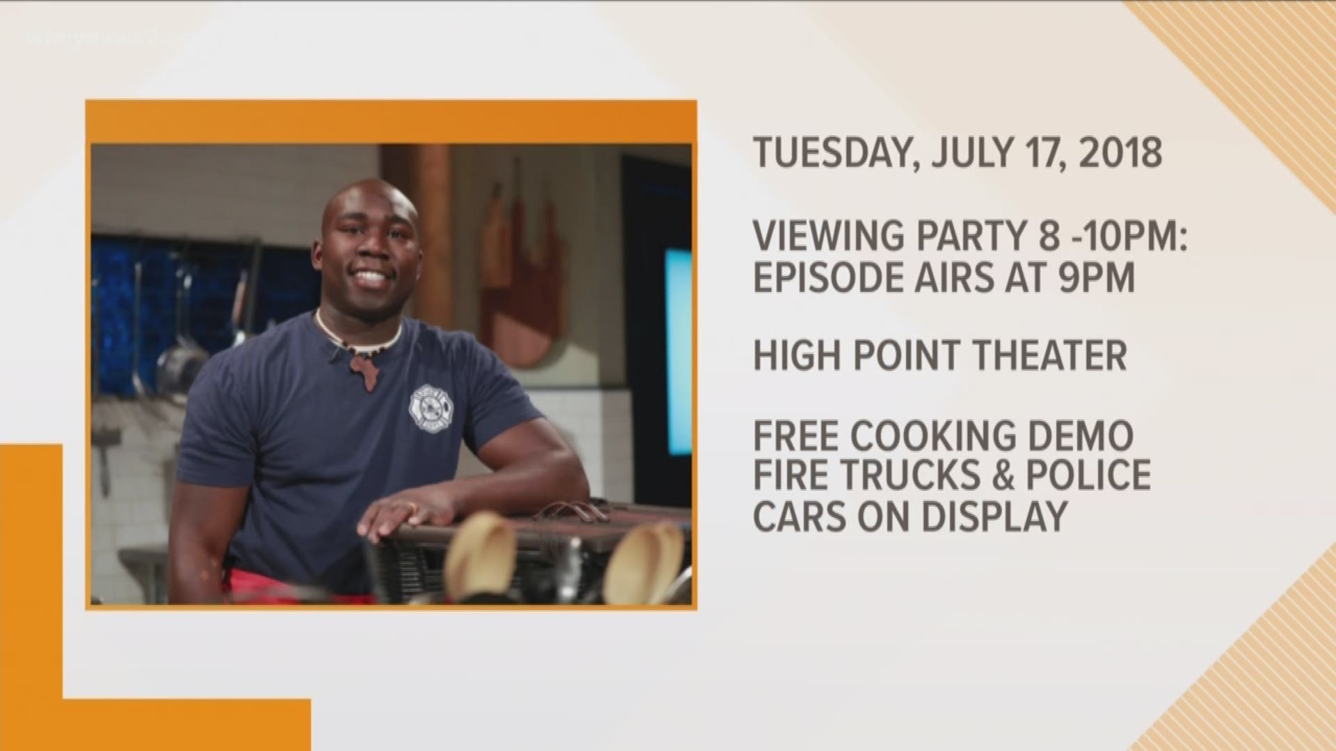 Greensboro firefighter and High Point native Daniel Gray will compete against other firefighter cooks on Tuesday night's episode of 'Chopped'