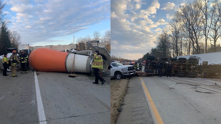 I-40 reopens after cement truck flips in Winston-Salem