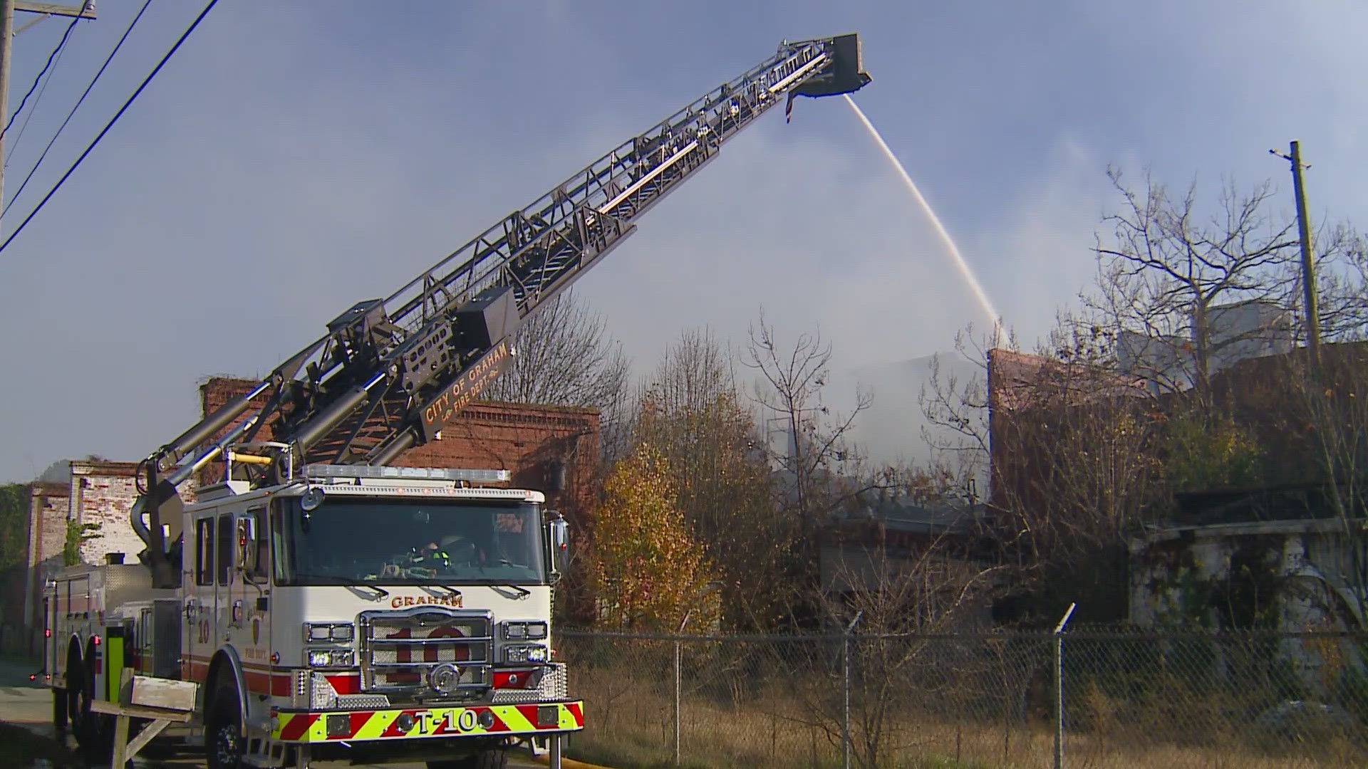 Firefighters are using drones to identify hotspots in the abandoned Graham warehouse.