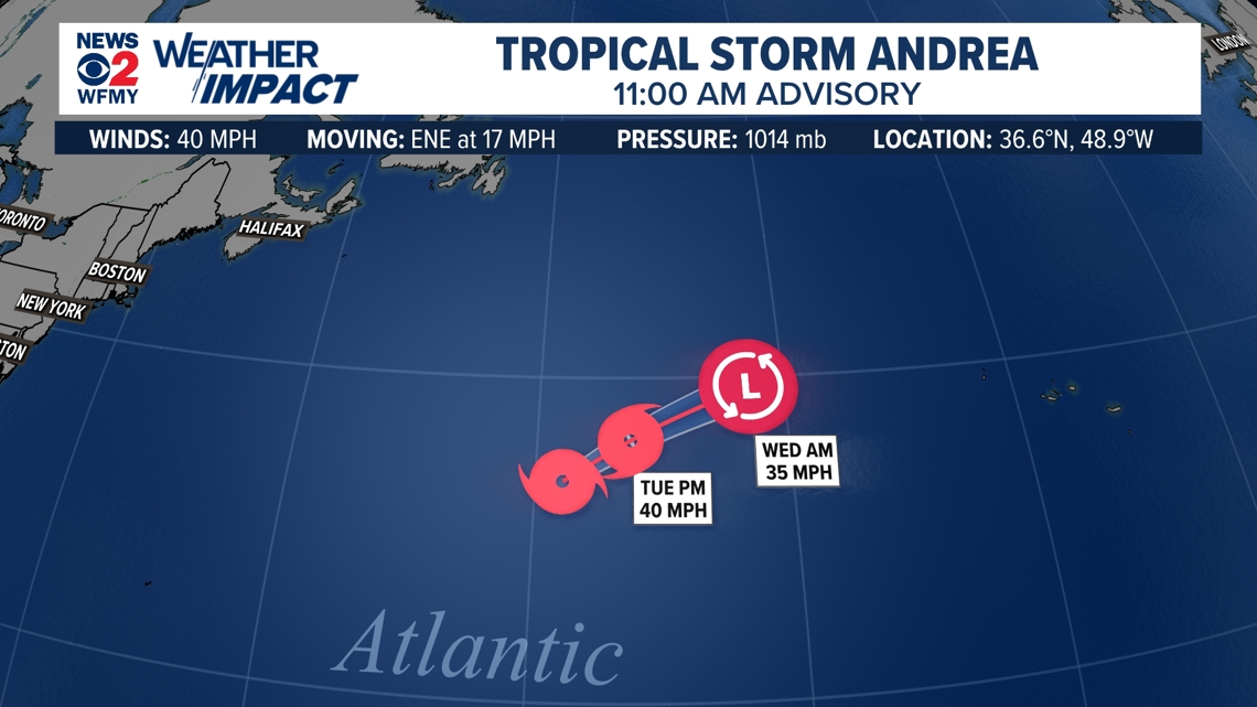 Tropical Storm Andrea, first of 2025 Atlantic hurricane season, has ...