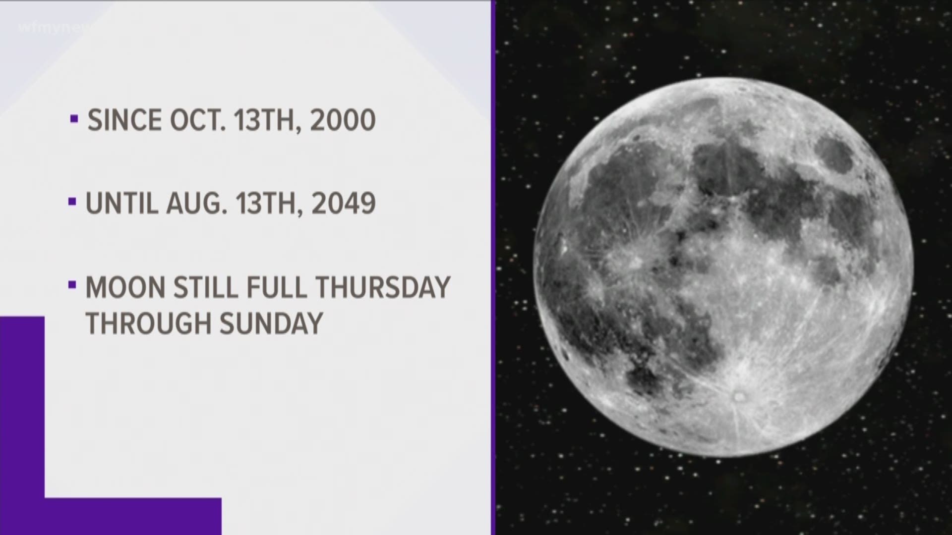 NASA says the  moon will appear full from Thursday night through Sunday morning.
