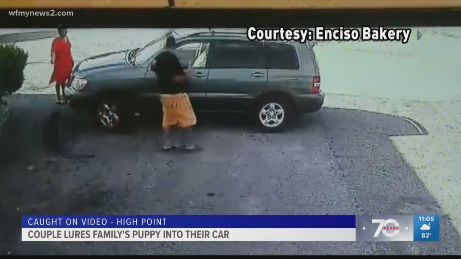 The family was getting ready to leave their business when someone snatched the puppy