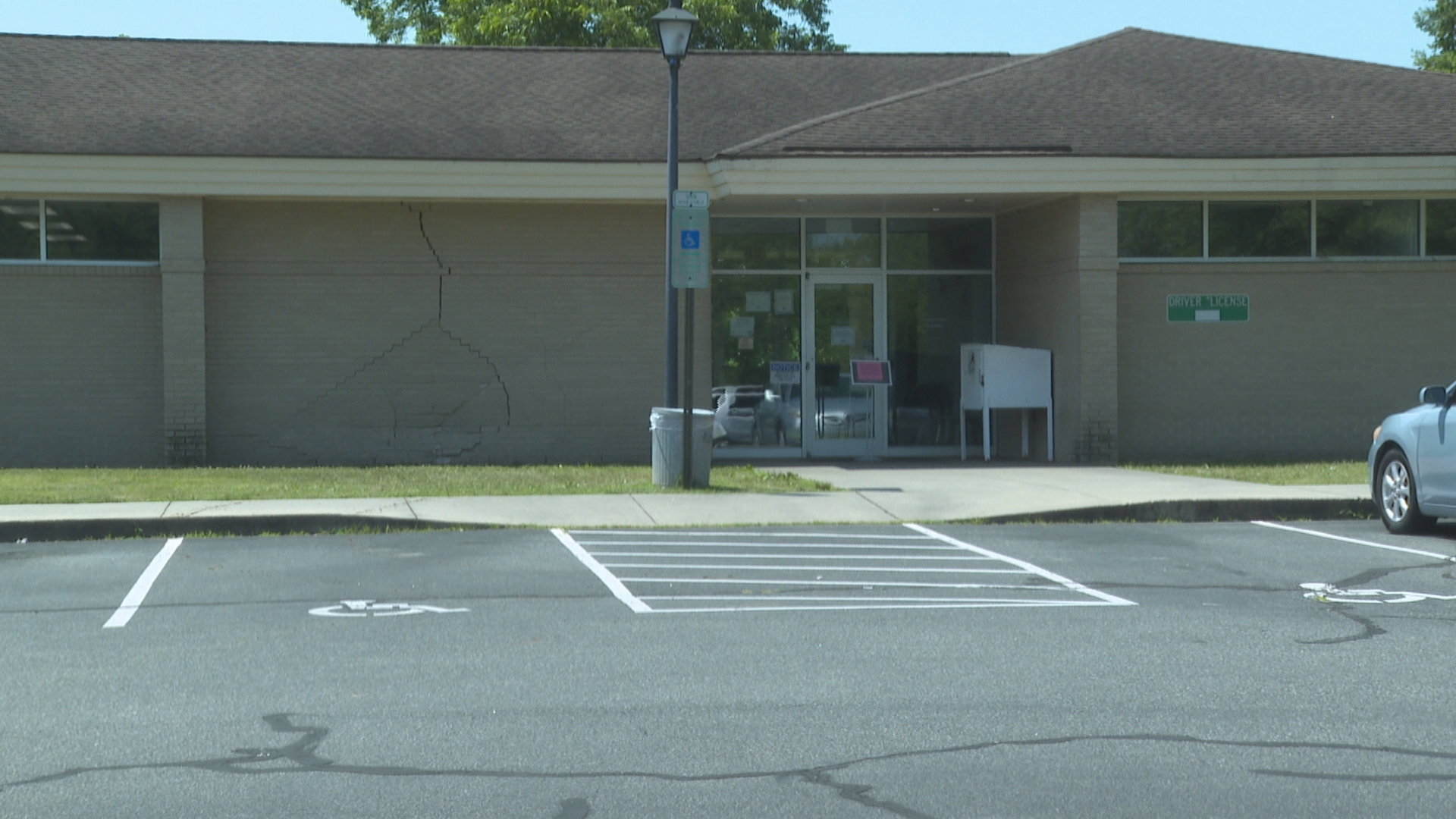 A woman drove into the building, closing all operations for the weekend.