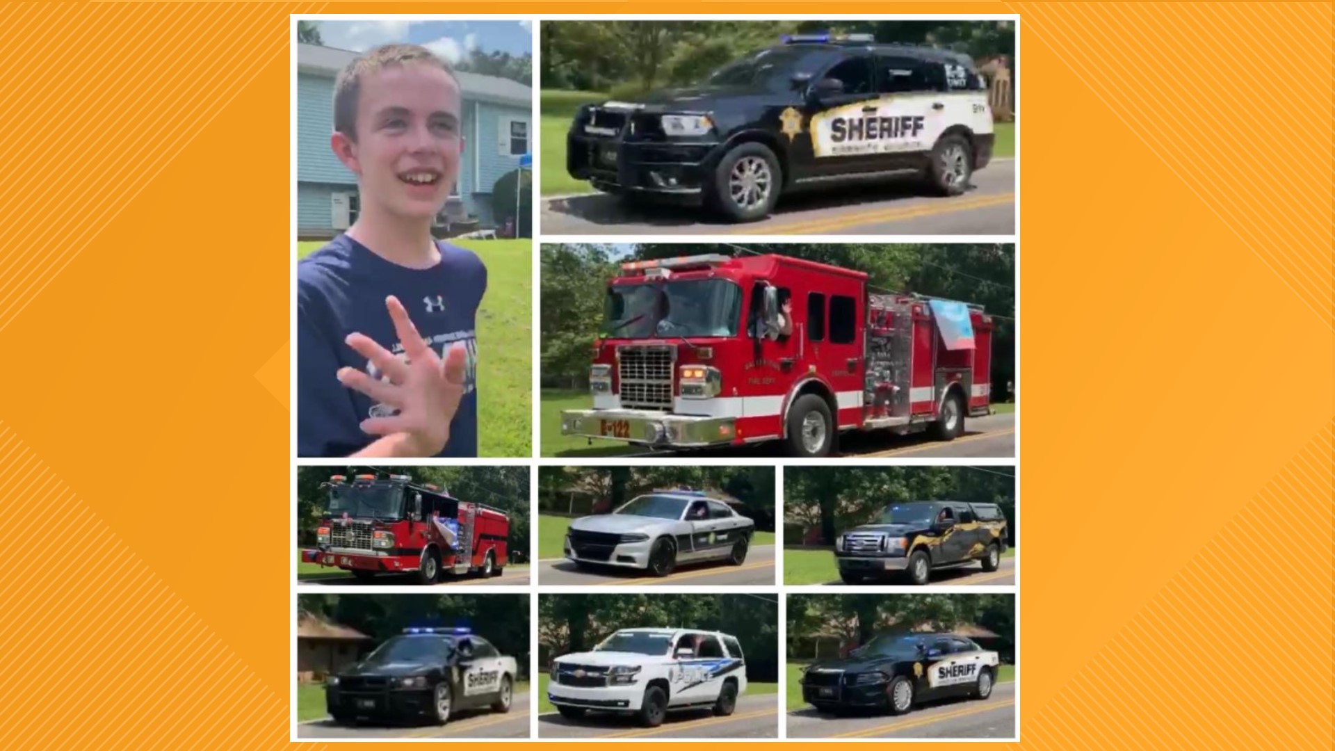 Timothy Tolley who has autism received a big birthday celebration thanks to local law enforcement, firefighters and the East Forsyth High football team.