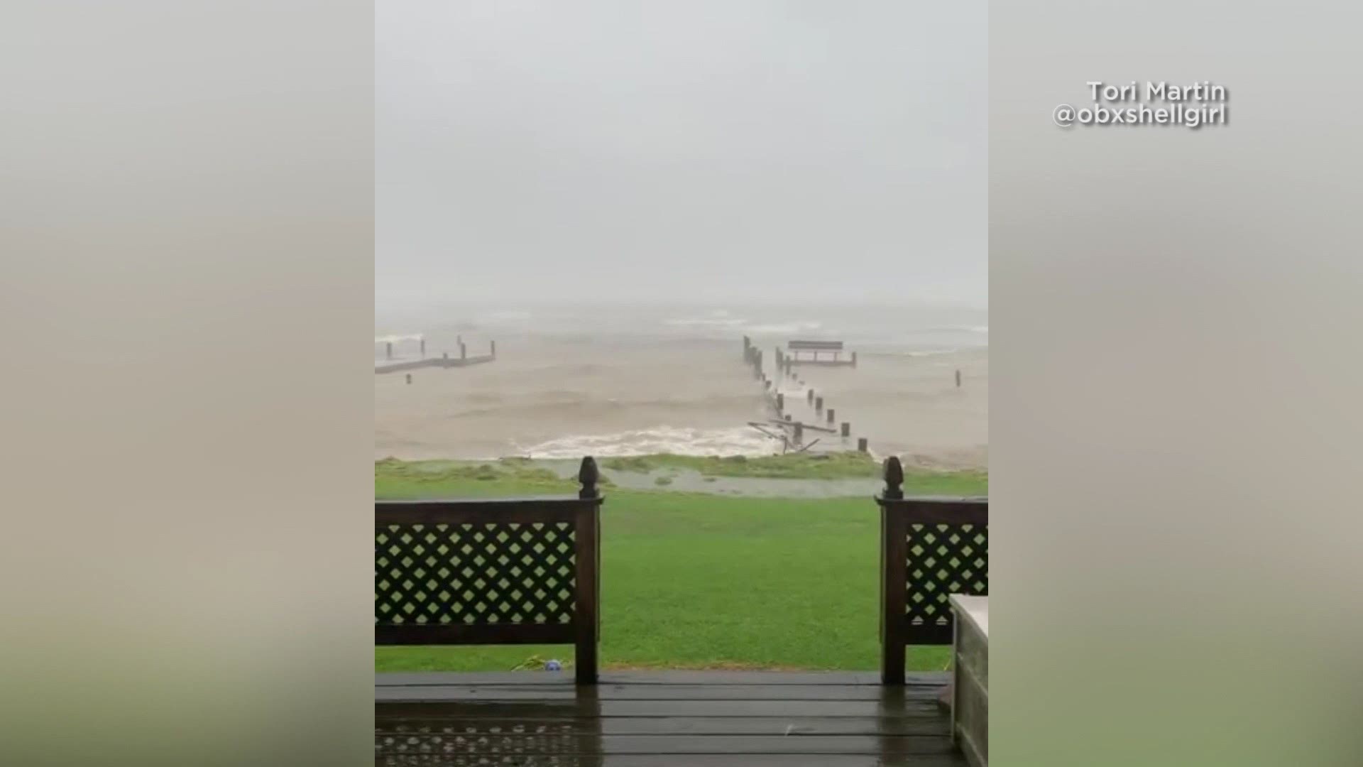 Hurricane Dorian's wind and rain bands are slamming the Outer Banks Friday morning (9/6). The storm is extremely close to making a possible landfall on Cape Hatteras, North Carolina. In Corolla, on the Outer Banks, Tori Martin filmed the strong wind and rain on the beach as seen from the porch of her house early Friday.