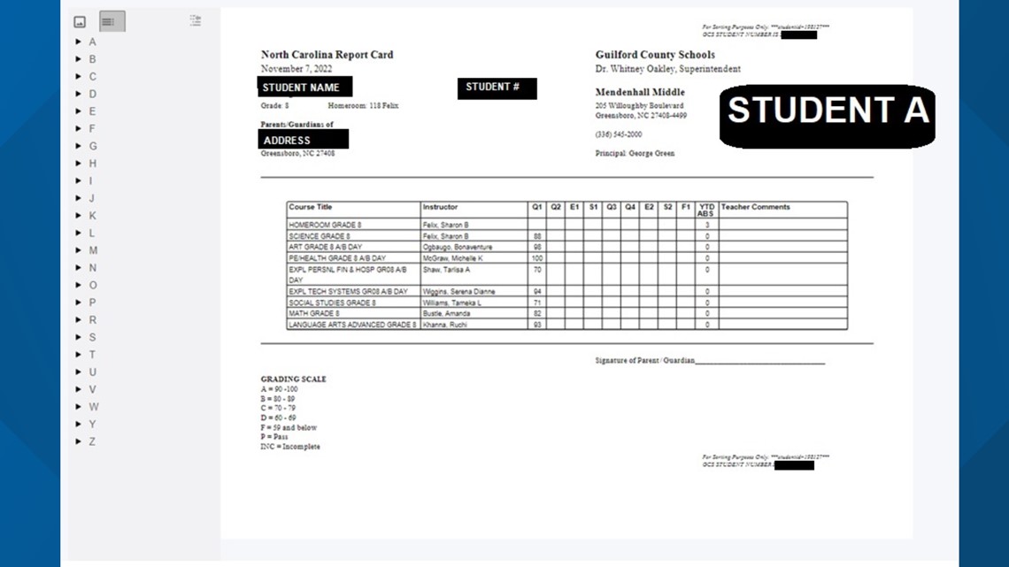 A GCS middle school gave parents access to any student's grade, address, and student ID - WFMYNews2.com