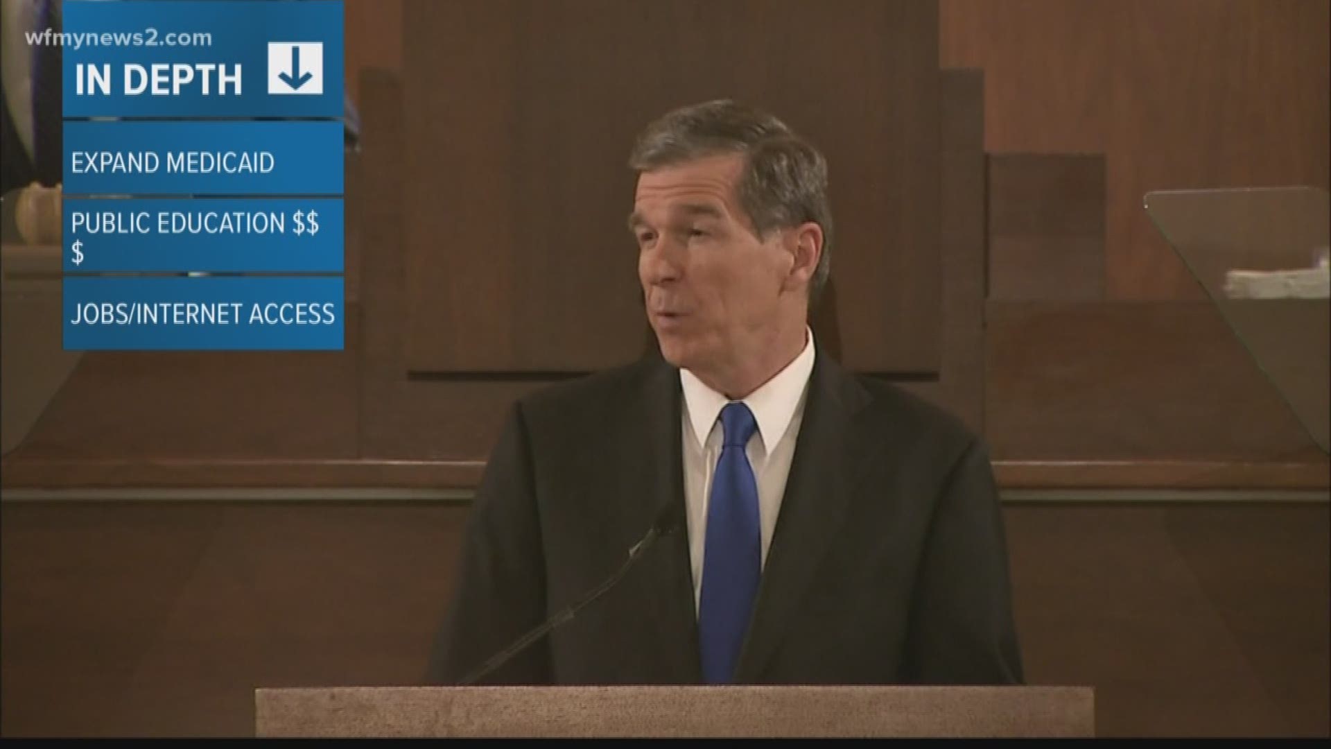Governor Cooper wants lawmakers to expand Medicaid, increase public education funding and increase access to jobs and the internet, among other things.