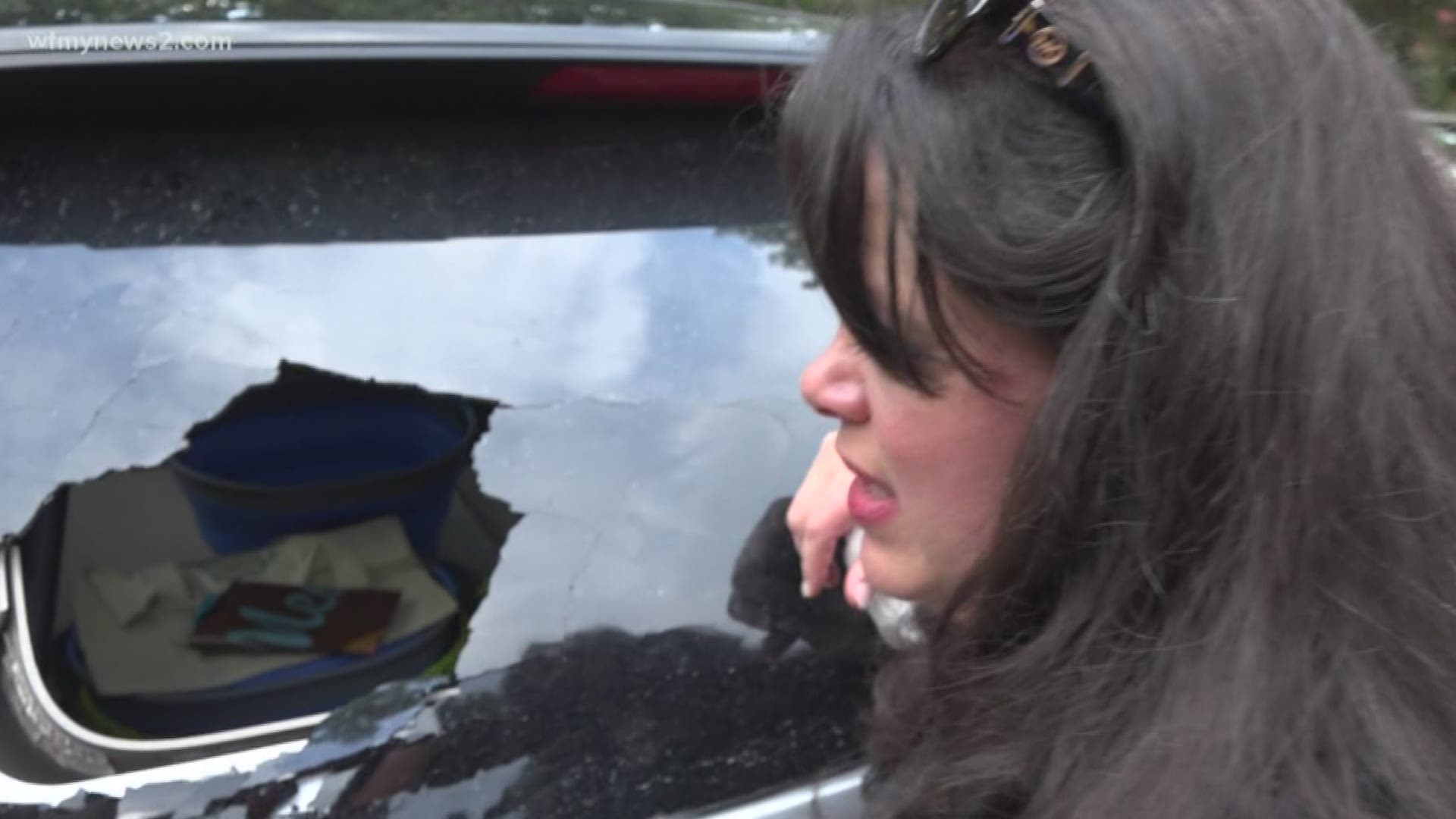 The stormy week proved to be too much for one woman’s car as storms blew out part of a car window