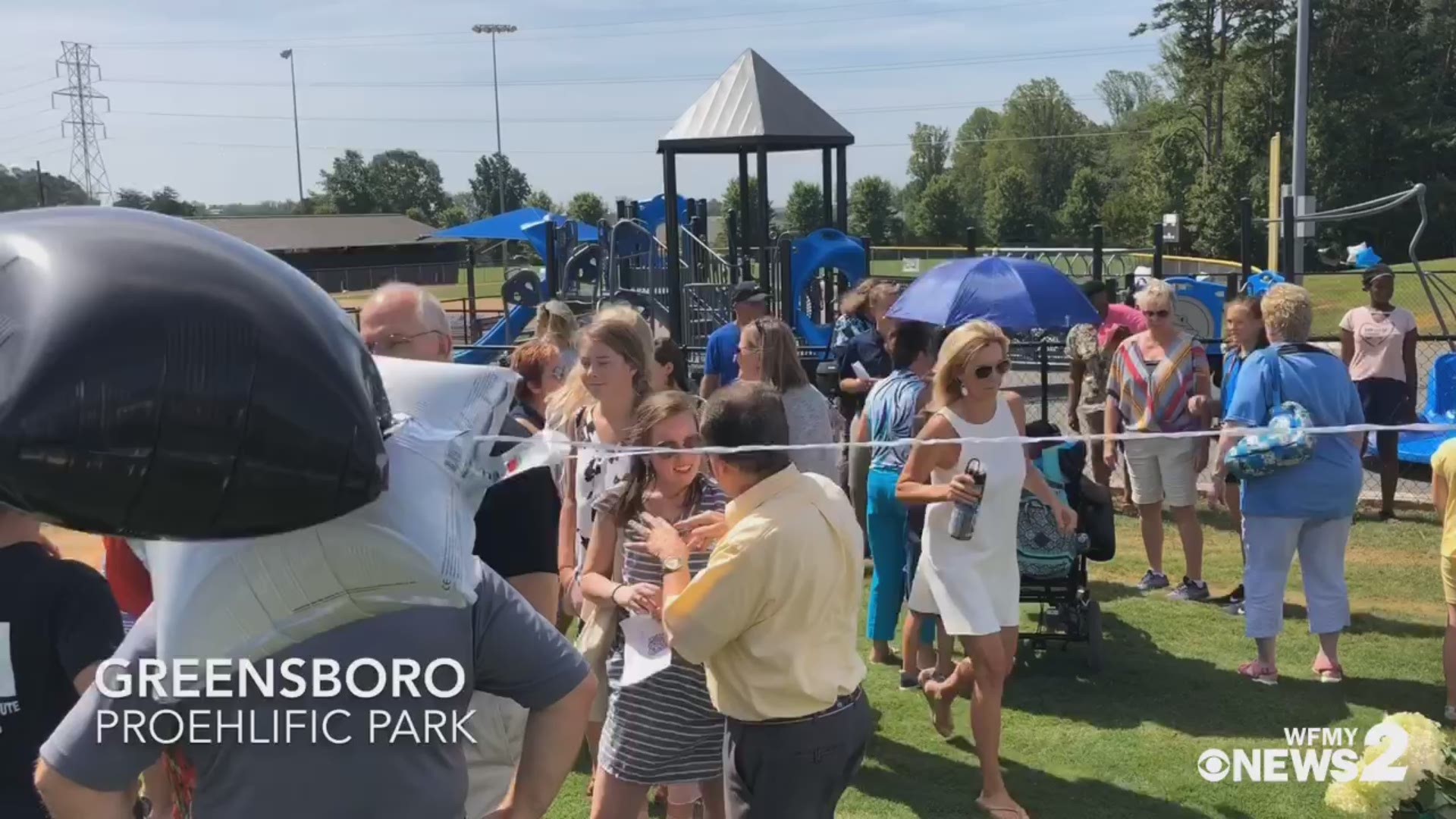 Former Carolina Panthers favorite Ricky Proehl literally evened the playing field for all kids in Guilford County. The Proehl family and a host of community supporters cut the ribbon today on an all inclusive play ground.