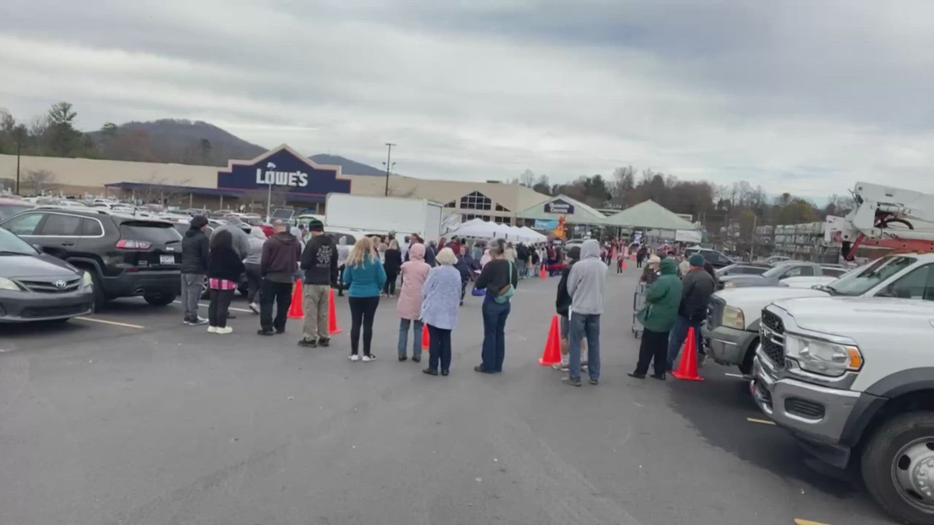 Multiple Lowe's stores across western NC are serving thousands of Thanksgiving meals to the community today nearly two months since Hurricane Helene. 