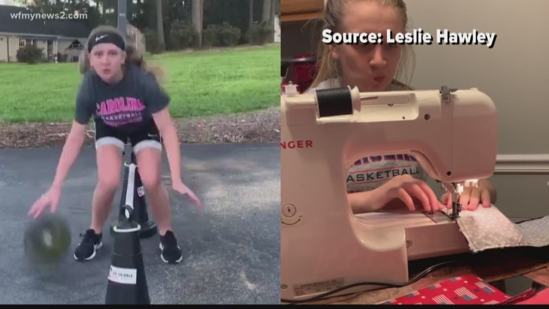 14-year-old Taylor Hawley's traded in her basketball for a sewing machine to help fight coronavirus. She’s helping frontline workers from nursing homes to hospitals.