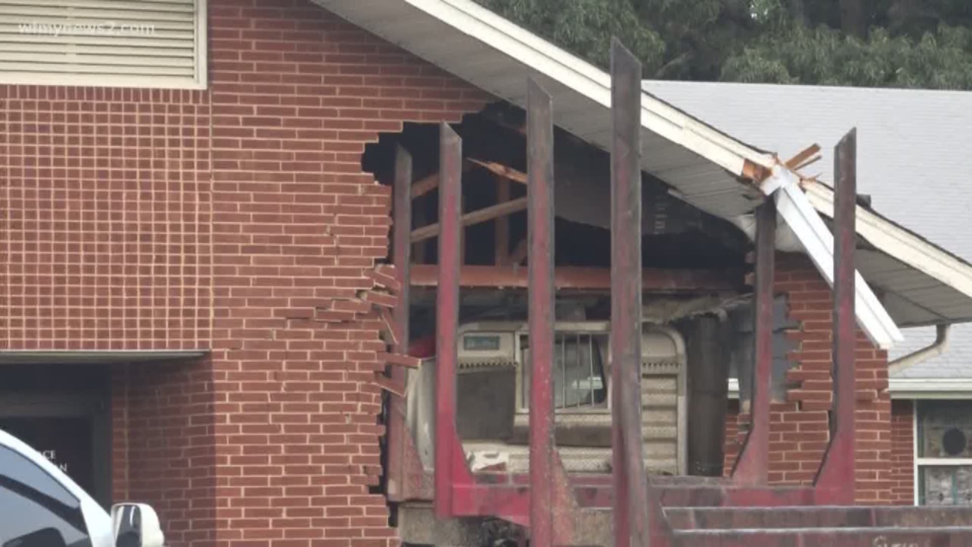 A truck crashed into a classroom at Grace Christian Academy in Haw River, but classes are still happening Wednesday.