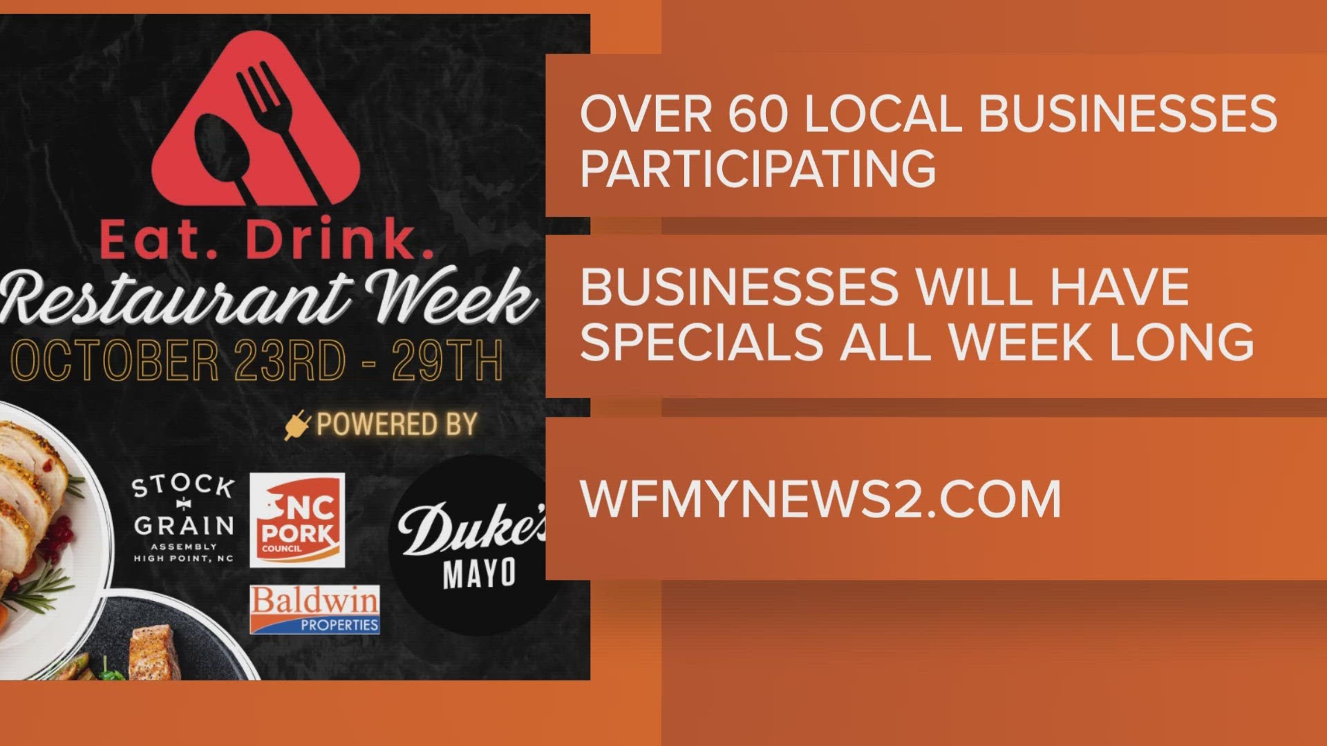 More than 60 restaurants, bars, and breweries will offer specials across the Triad during the week.