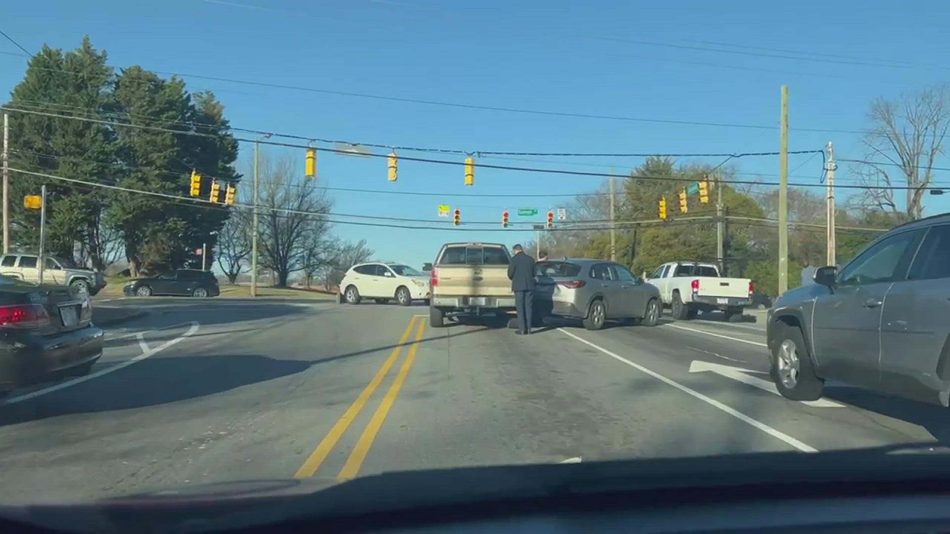 A crash on Summit Avenue near 16th Street in Greensboro.