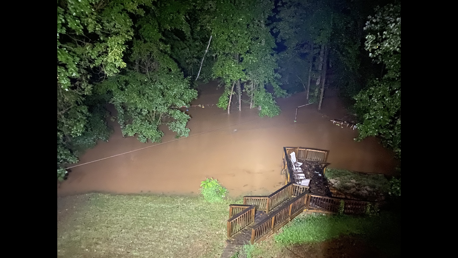 The rainfall caused some yards to be flooded.