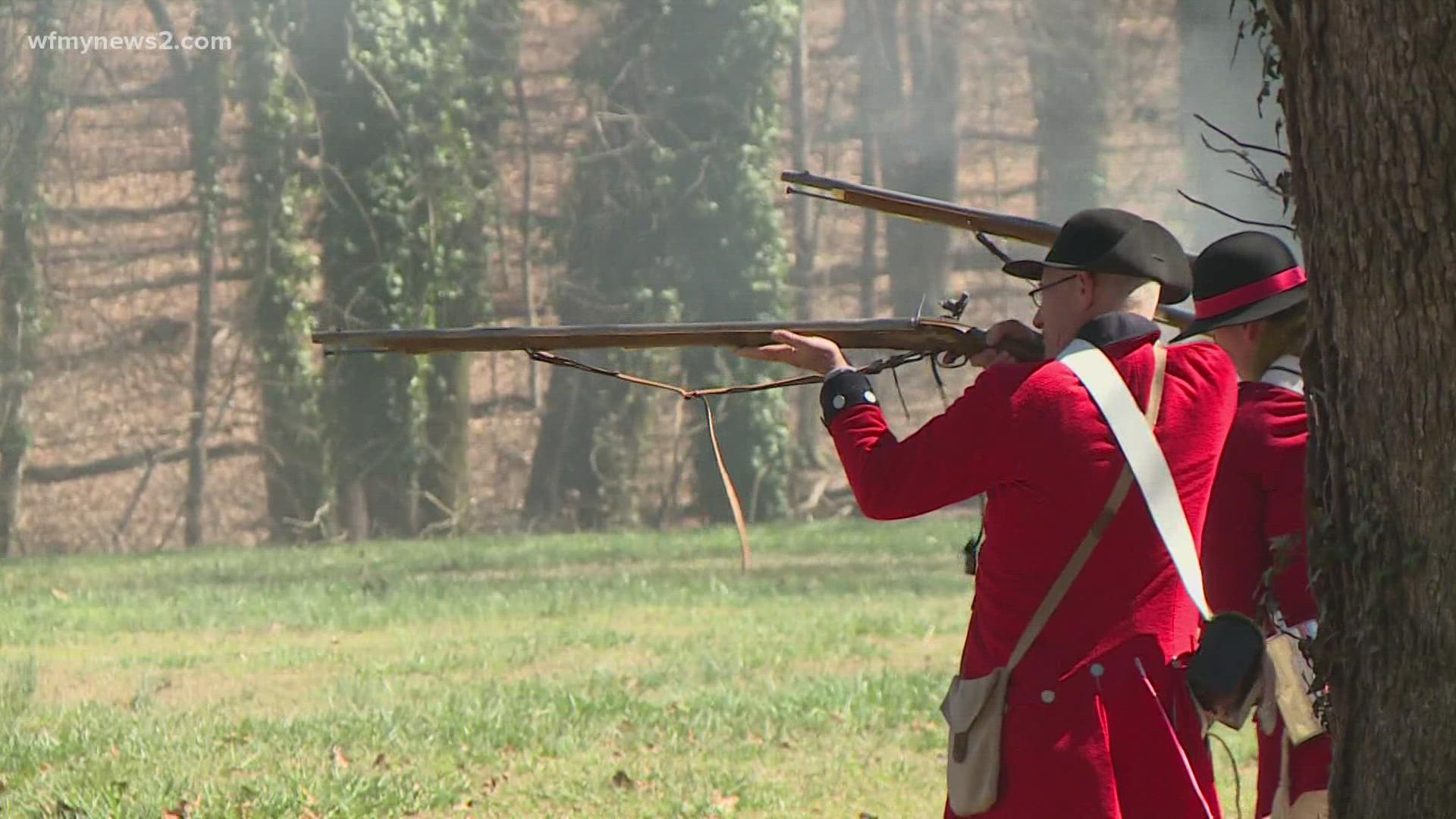 Re-enactors set up military encampments depicting the lives of the 18th century Revolutionary War soldiers at Country Park.