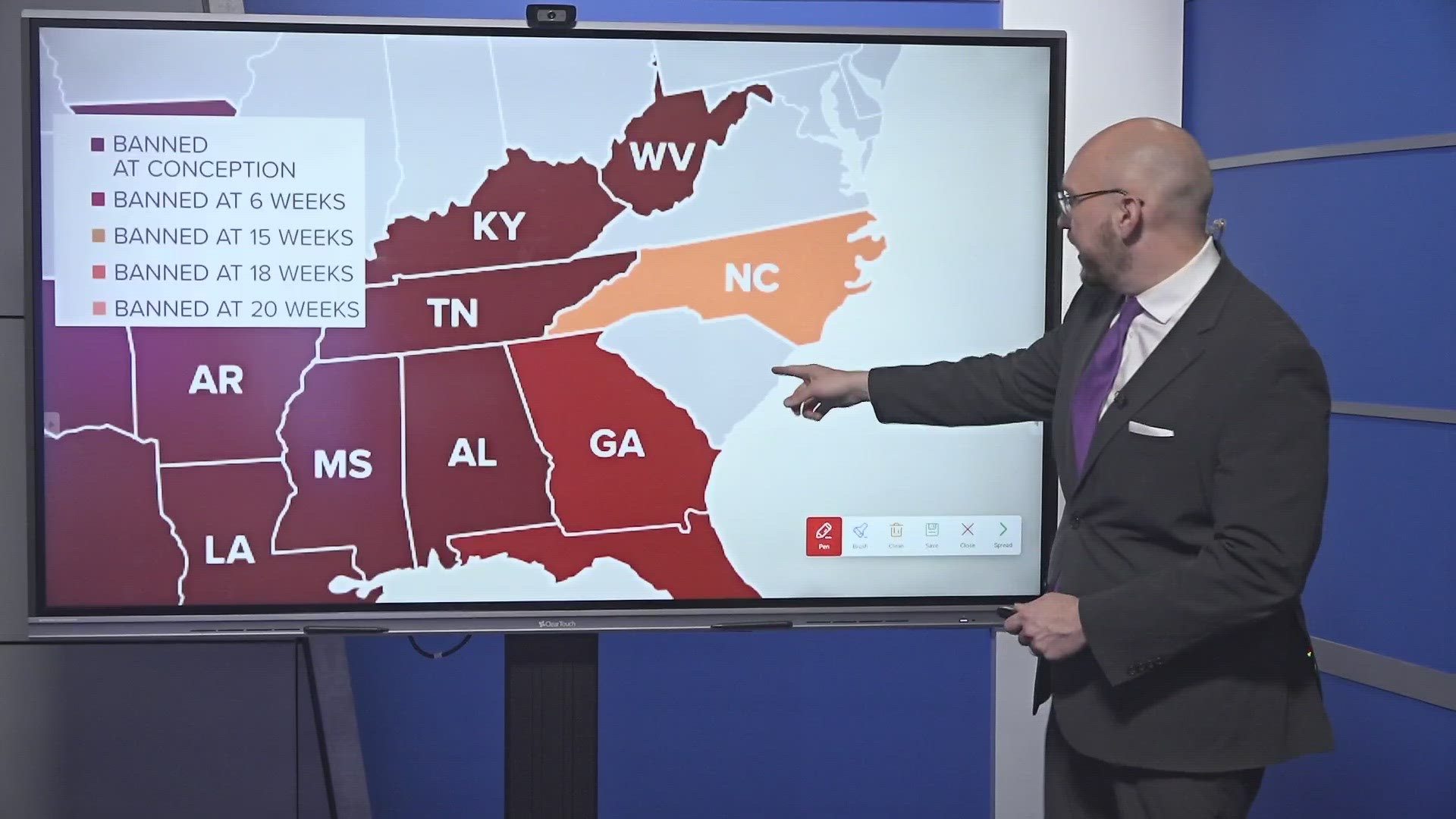 WFMY News 2's Ben Briscoe explains abortion bans across the nation since the reversal of Roe v. Wade.