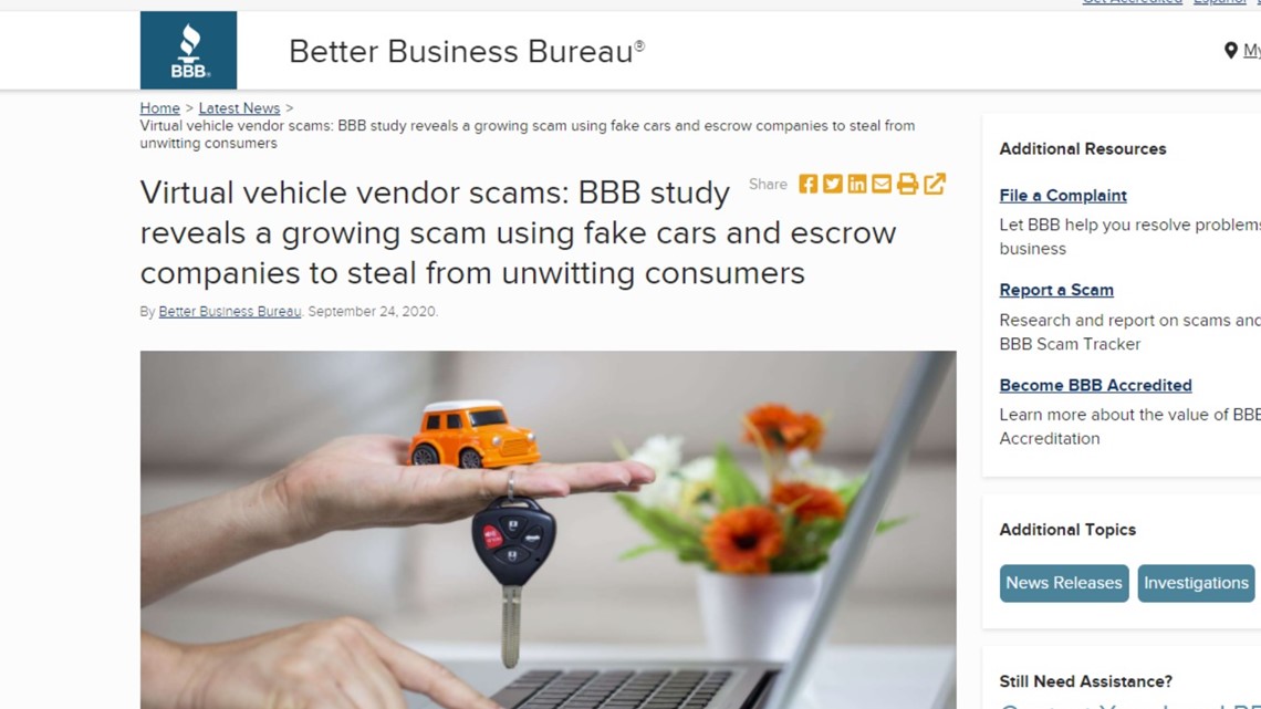 BBB warning: sellers are scamming buyers when sale goes off site