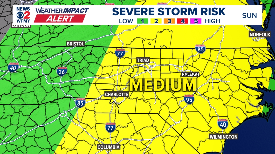Weather Impact Alert: Severe storm chances increase Sunday | wfmynews2.com