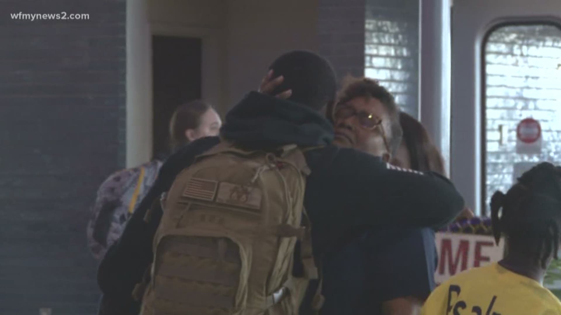 Tuesday, a military hero came home to the Triad. Sgt. Morrison was met at the airport by his mom and two younger sisters, all had Psalm 91 printed on the back of their t-shirts.