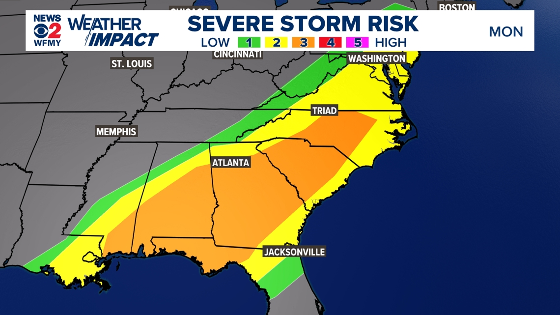 Monday could feature gusty winds & strong or severe storms | wfmynews2.com