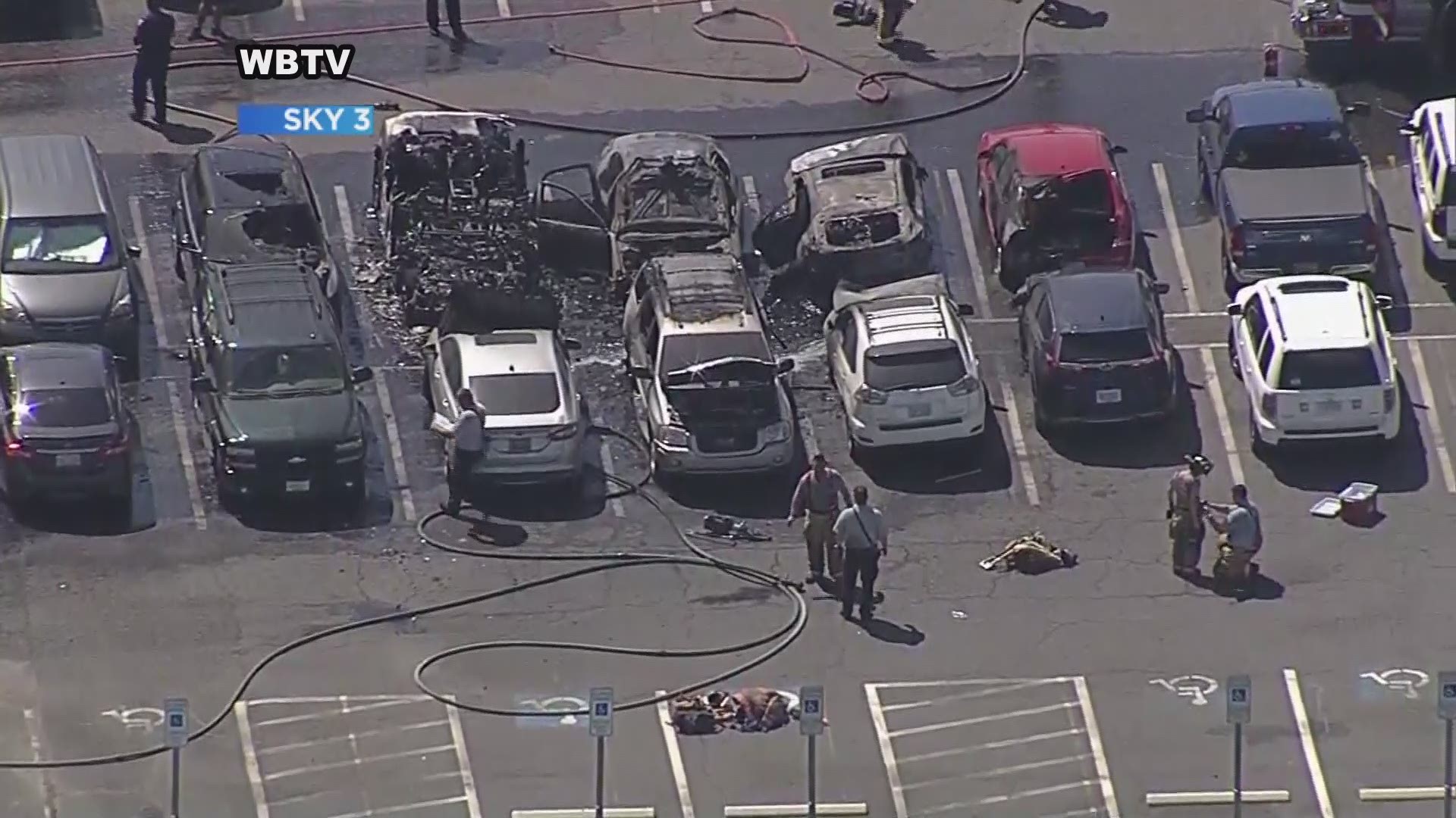 Aerial View Of Cars Burned At Carowinds