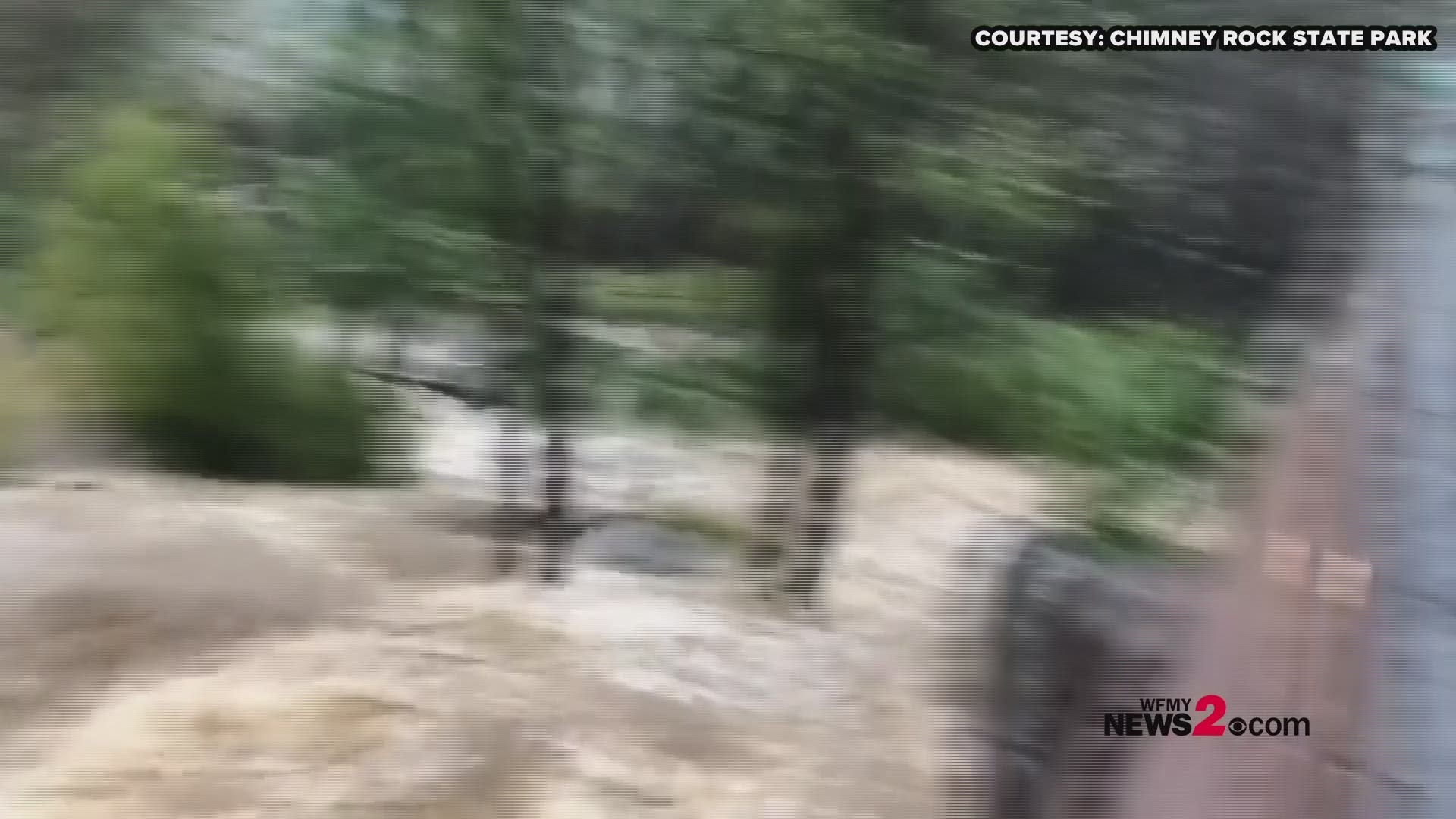 INTENSE! Check out Chimney Rock State Park hit with flooding as Tropical Storm Michael moves through North Carolina. This is Riverwalk Trail in Chimney Rock.