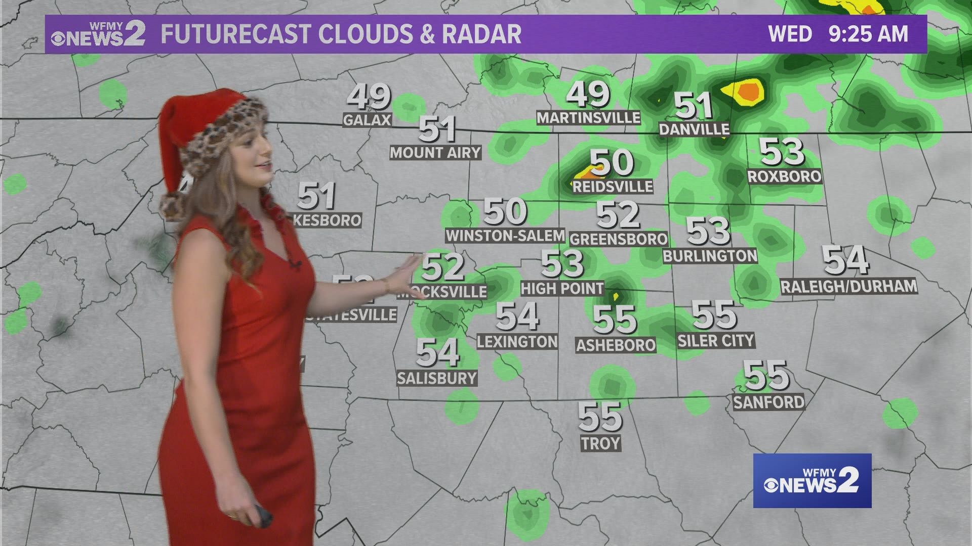 Greensboro weather Monday evening forecast for December 25,2023