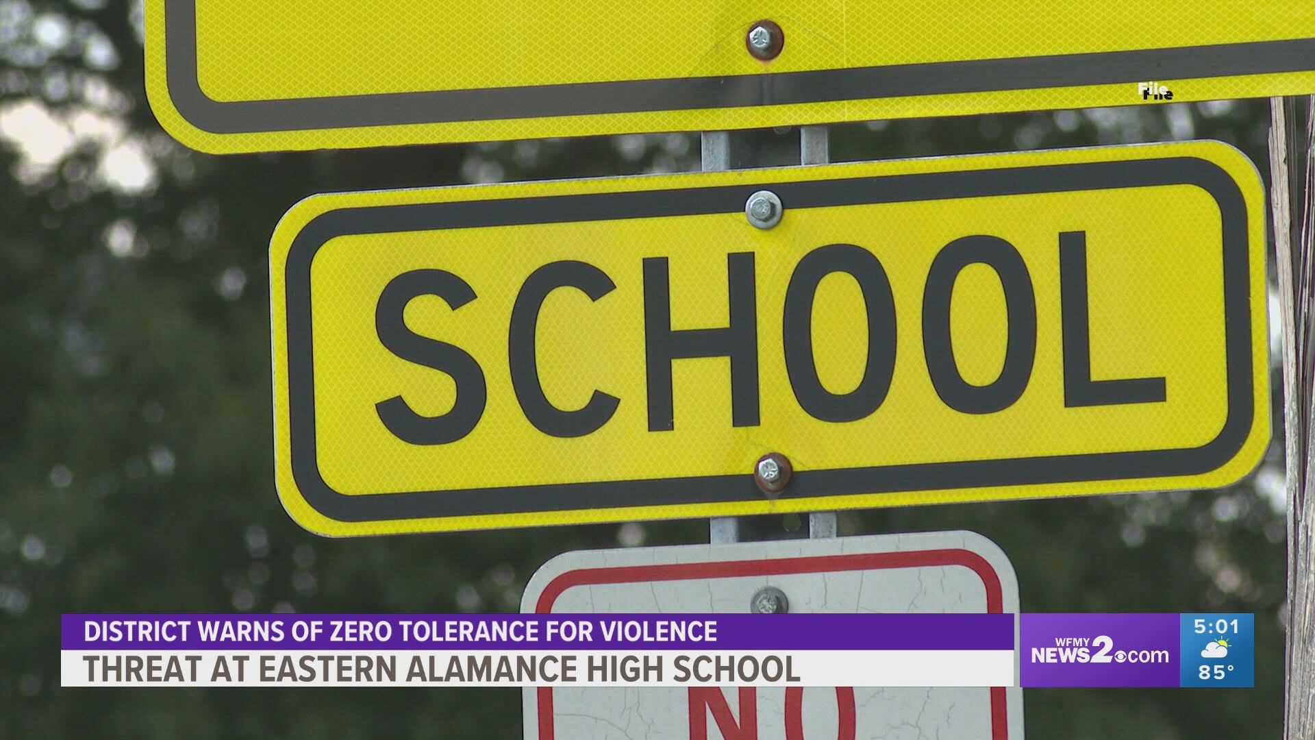 On Thursday, the district said there was a text message threat at Eastern Alamance High School along with a BB gun confiscated.