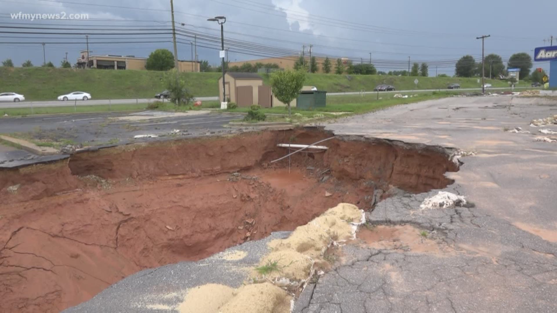 Massive Sinkhole At Wilkes County Taco Bell