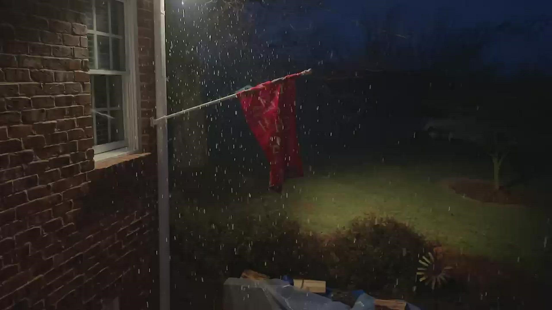 Dwayne Young shared a video of the snow starting to mix in Lawsonville, Stokes County.