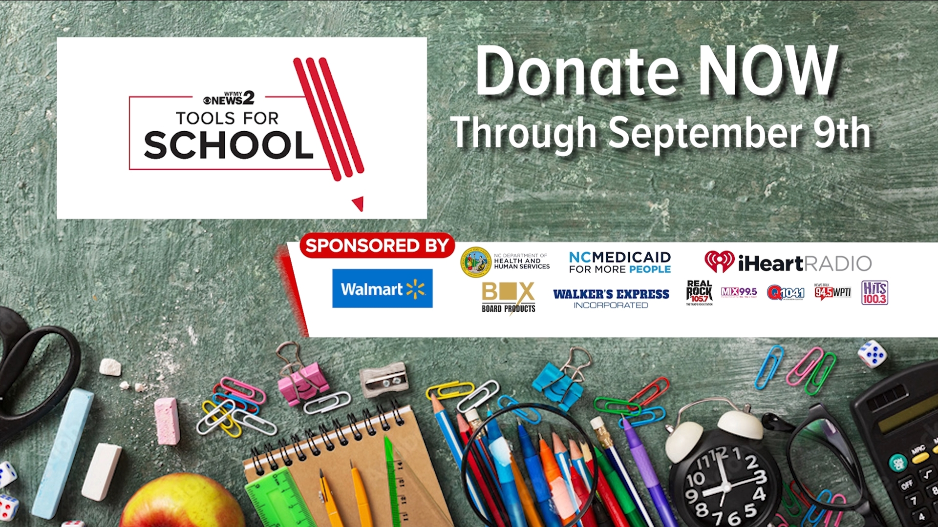 Donate to Tools for School July 29 - Sept. 9