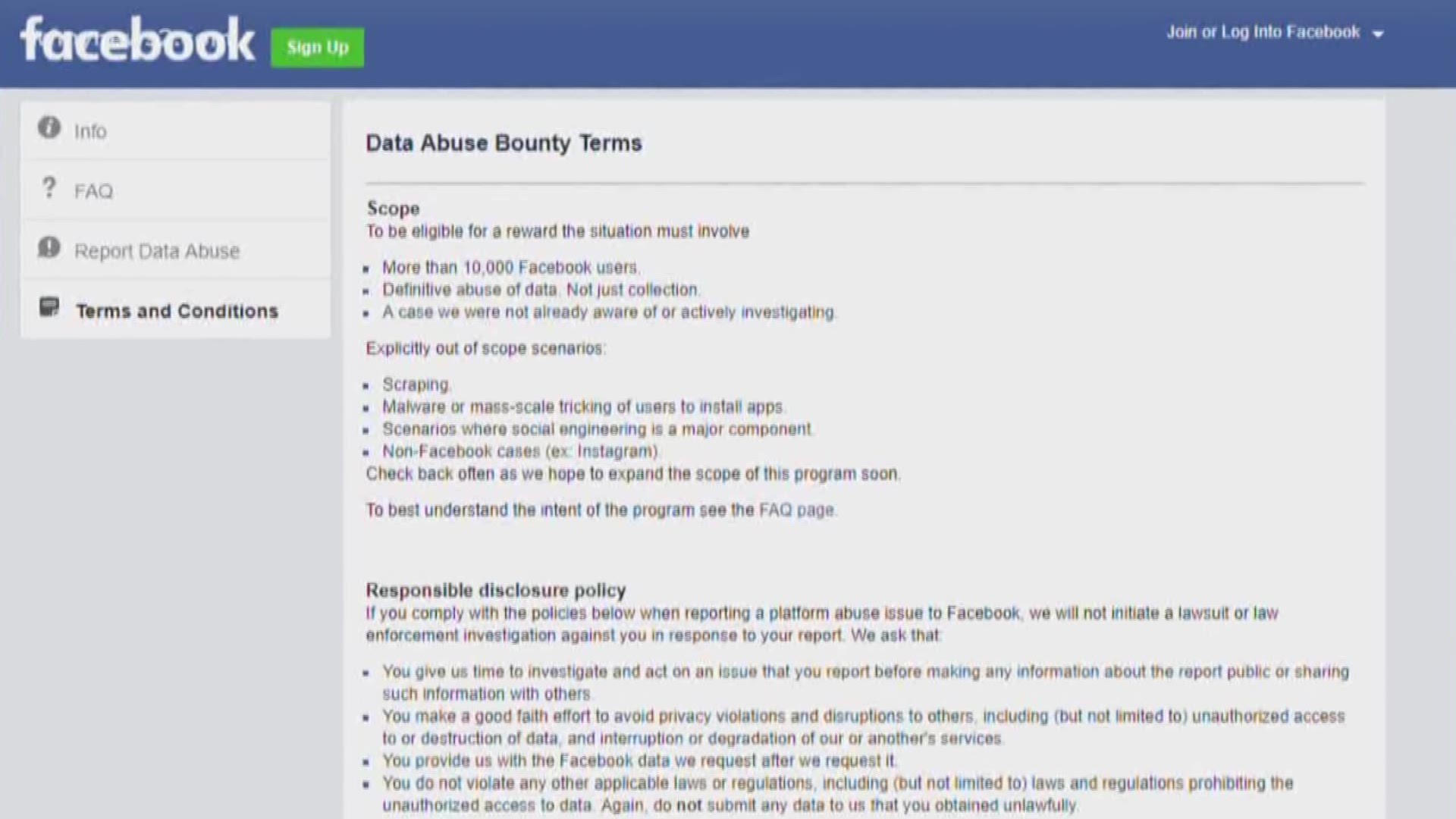 Get Paid For Reporting Facebook Data Abuse