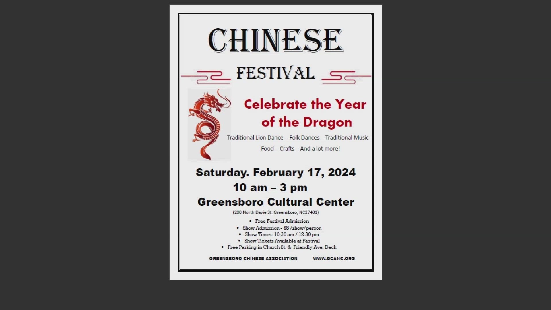 For the first time since the pandemic, the Greensboro Chinese Association is celebrating the Lunar New Year!