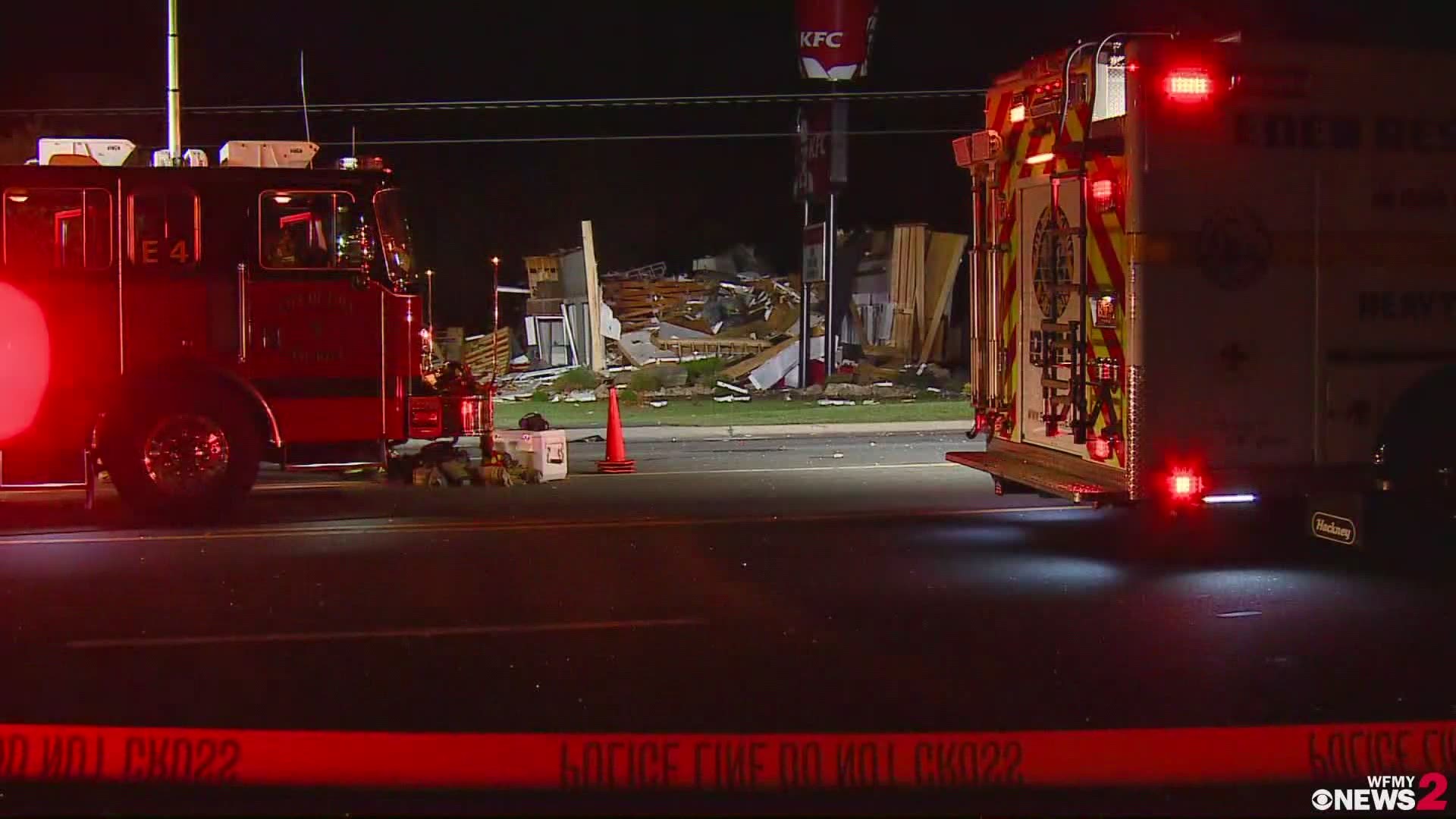 Fire officials are waiting for daylight to break before checking things out after an explosion at an Eden KFC.