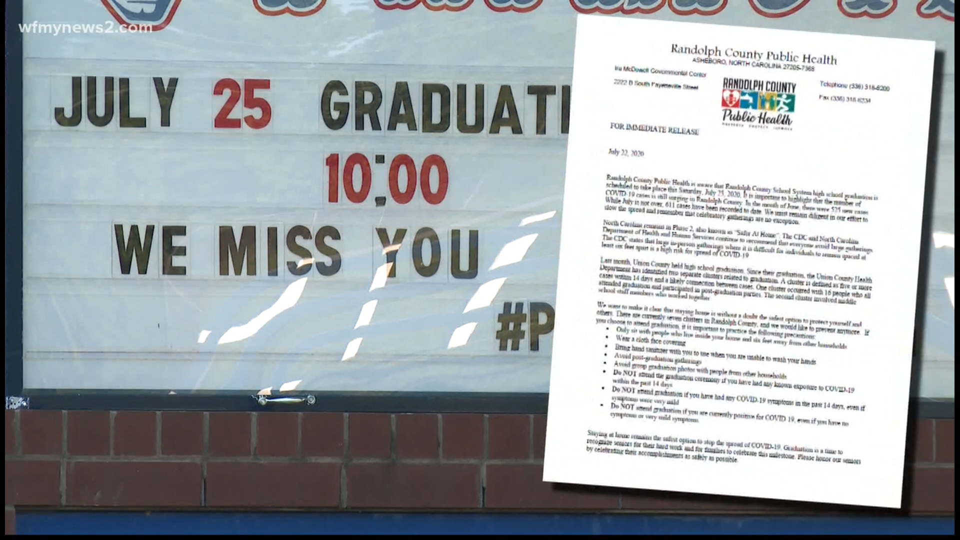 Allison Lucas of Randleman said walking across the stage is something she doesn't want to miss, but the Randolph County Health Director shared concerns.