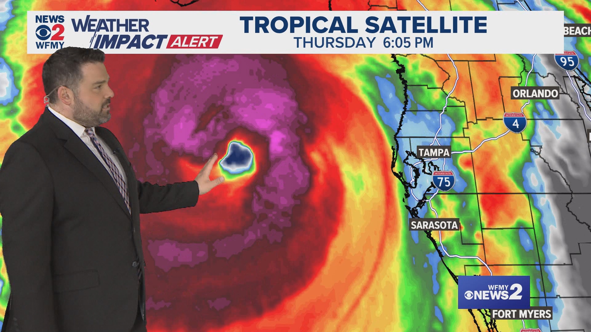 Hurricane Helene is moving into Florida Thursday night and will bring wind, rain, and possible tornadoes to North Carolina Friday. Tim Buckley has the forecast.