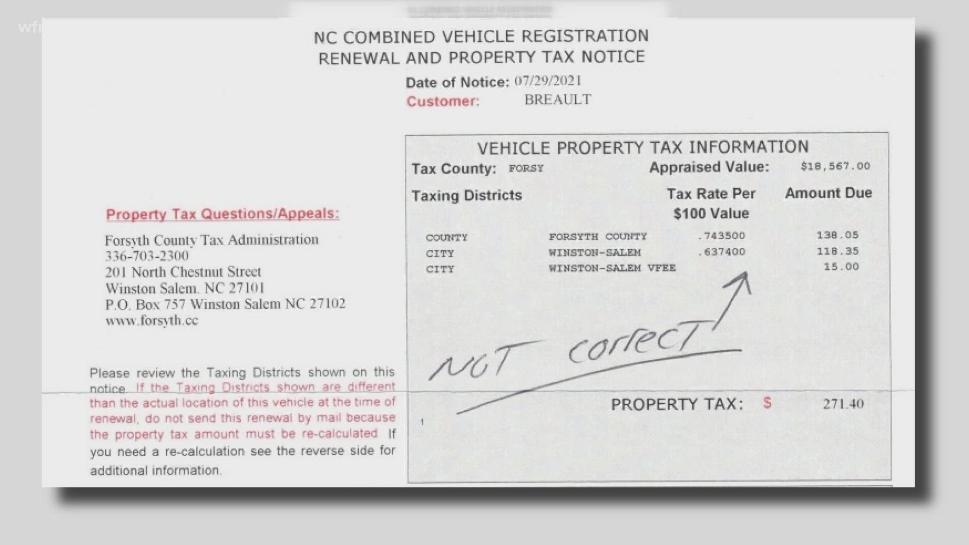 A Triad man discovered he and his neighbors were being overcharged on their vehicle property taxes