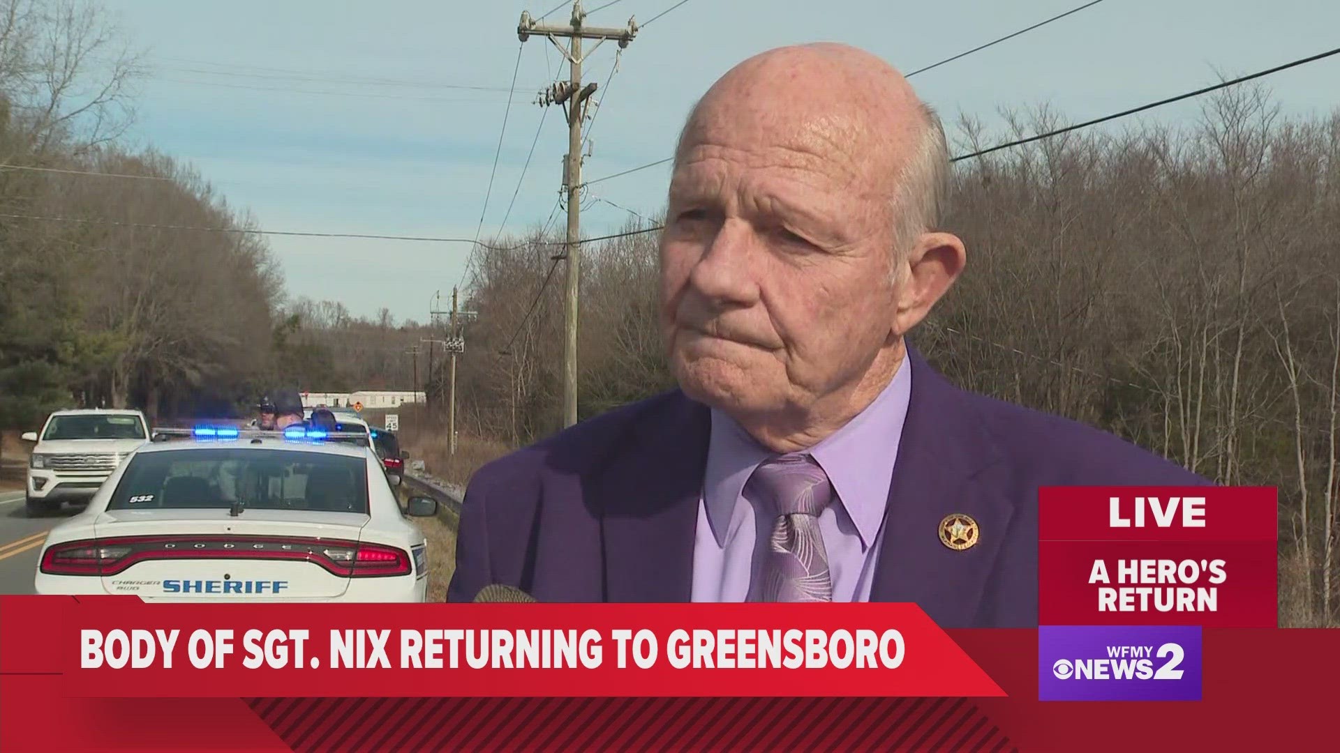 Alamance Co. Sheriff Terry Johnson shares a message to the Nix family amid procession from Raleigh to Greensboro.