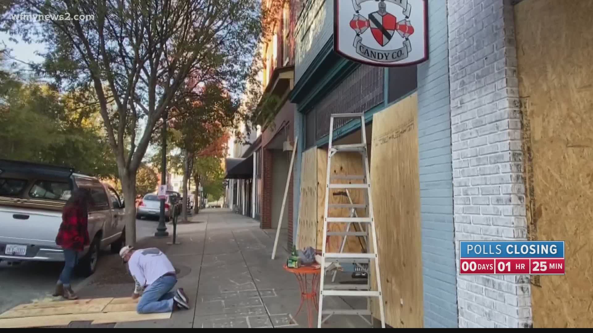 Several businesses boarded up their windows before polls closed on election night. One business owner said it’s a precaution after the George Floyd riots in May.