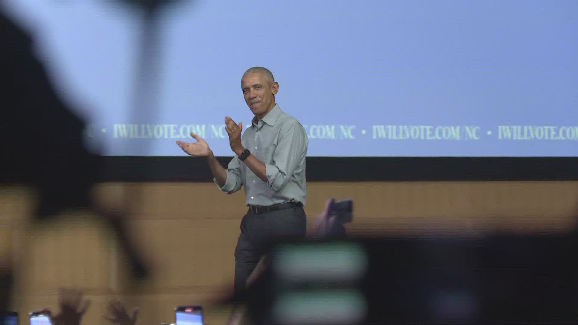 Former President Barack Obama was in Charlotte Friday campaigning for VP Kamala Harris. 