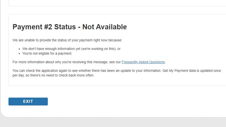 Status Not Available Message Means You Re Not Getting Stimulus Wfmynews2 Com