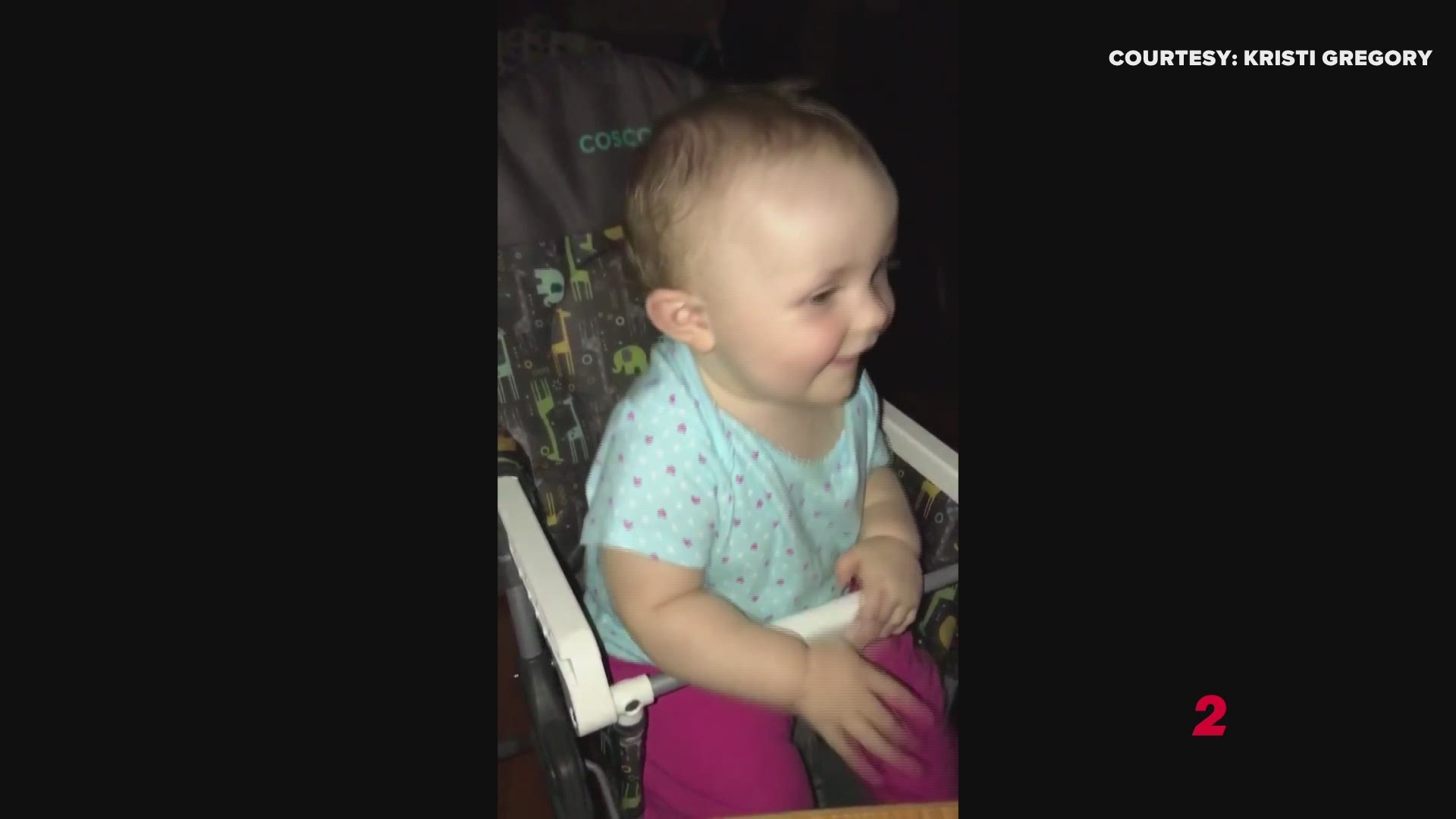 Kristi Gregory tweeted WFMY News 2 video of her adorable little one, Harper, dancing and giggling during a power outage.
