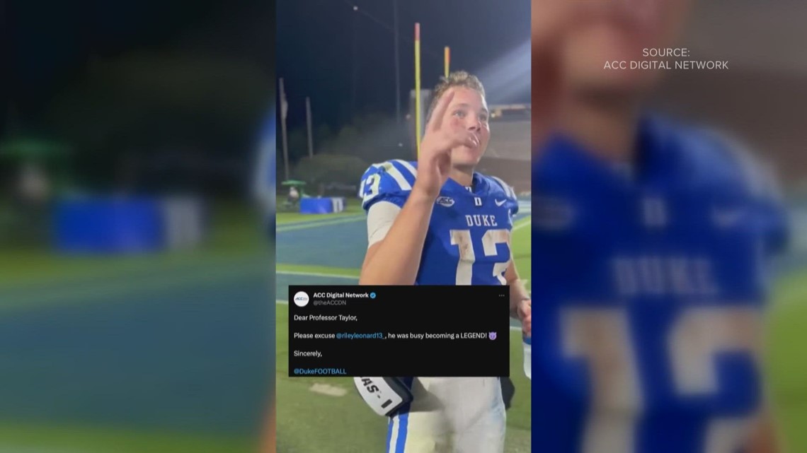 Riley Leonard: Duke QB asks professor for homework extension deadline after  momentous win – but is denied