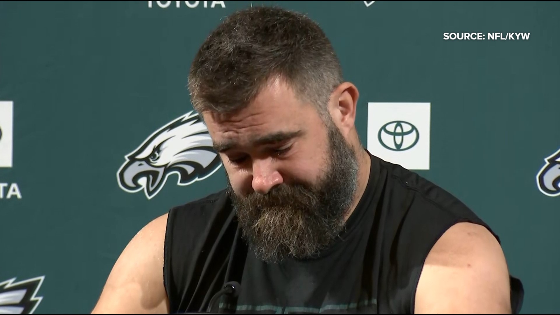 The center for the Philadelphia Eagles gave a tearful speech, announcing his retirement from the NFL.