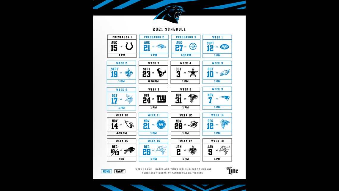 Panthers release full 2021 schedule