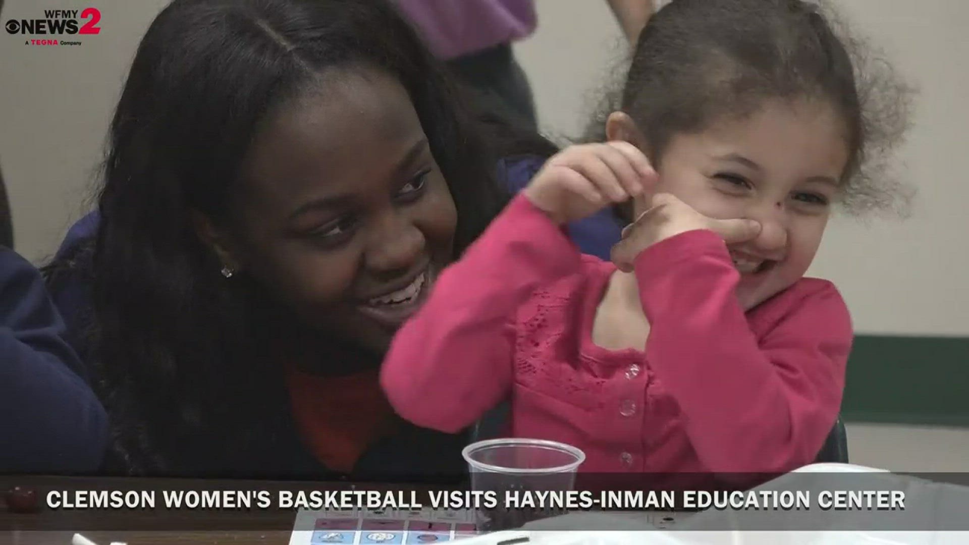 On Tuesday, the Clemson Women's Basketball team visited the Meredith Leigh Haynes-Inman Education Center in Jamestown, which serves approximately 130 students with special needs, thanks to outreach initiatives taking place throughout the tournament.