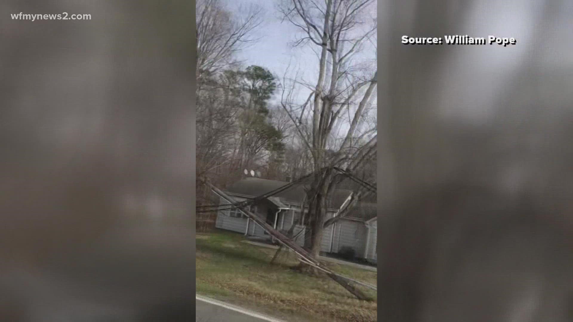 The streetlights didn't turn back on until Wednesday evening. Power poles and debris were still not cleaned up.